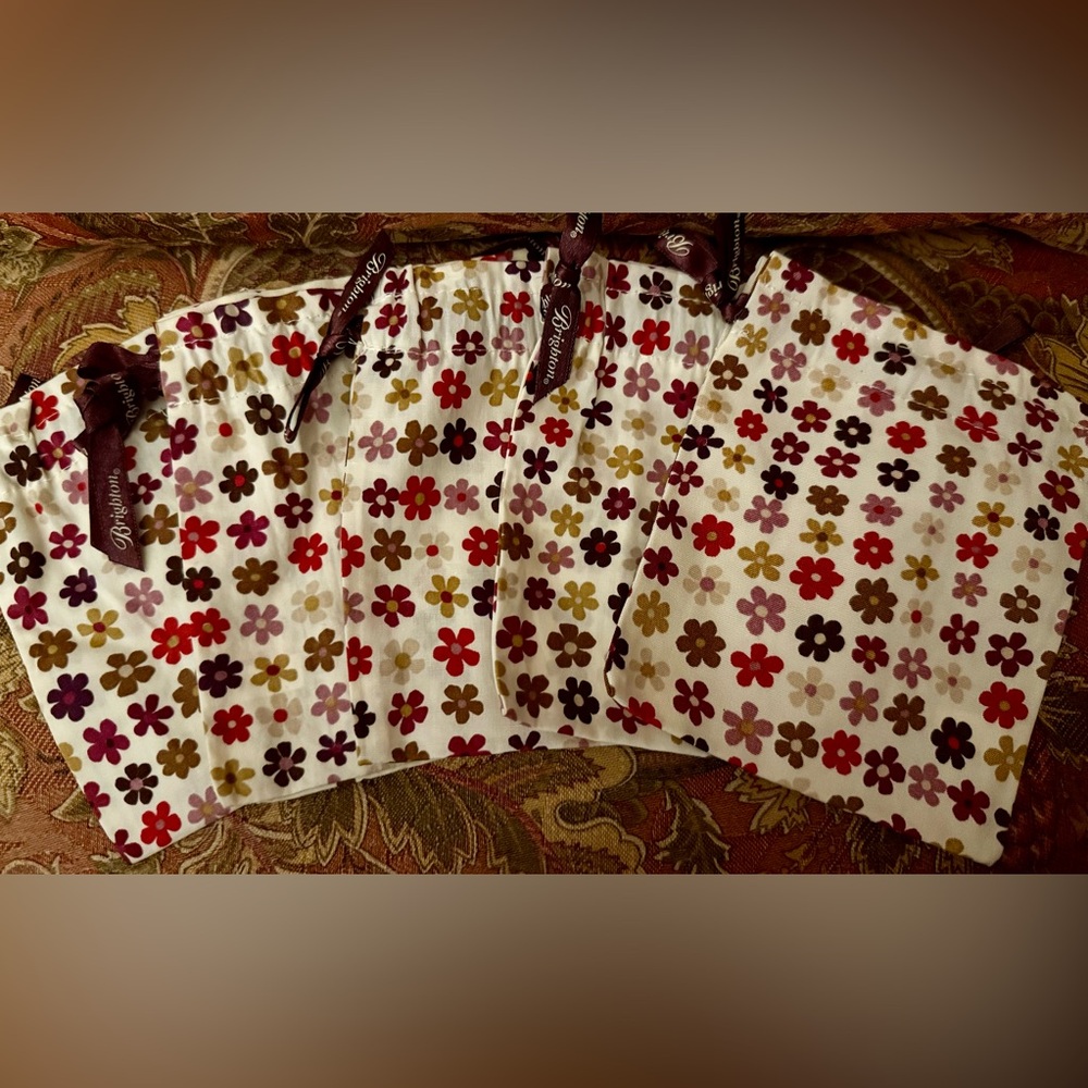 Brighton Set of 6 Multicolor Floral Drawstring Bags